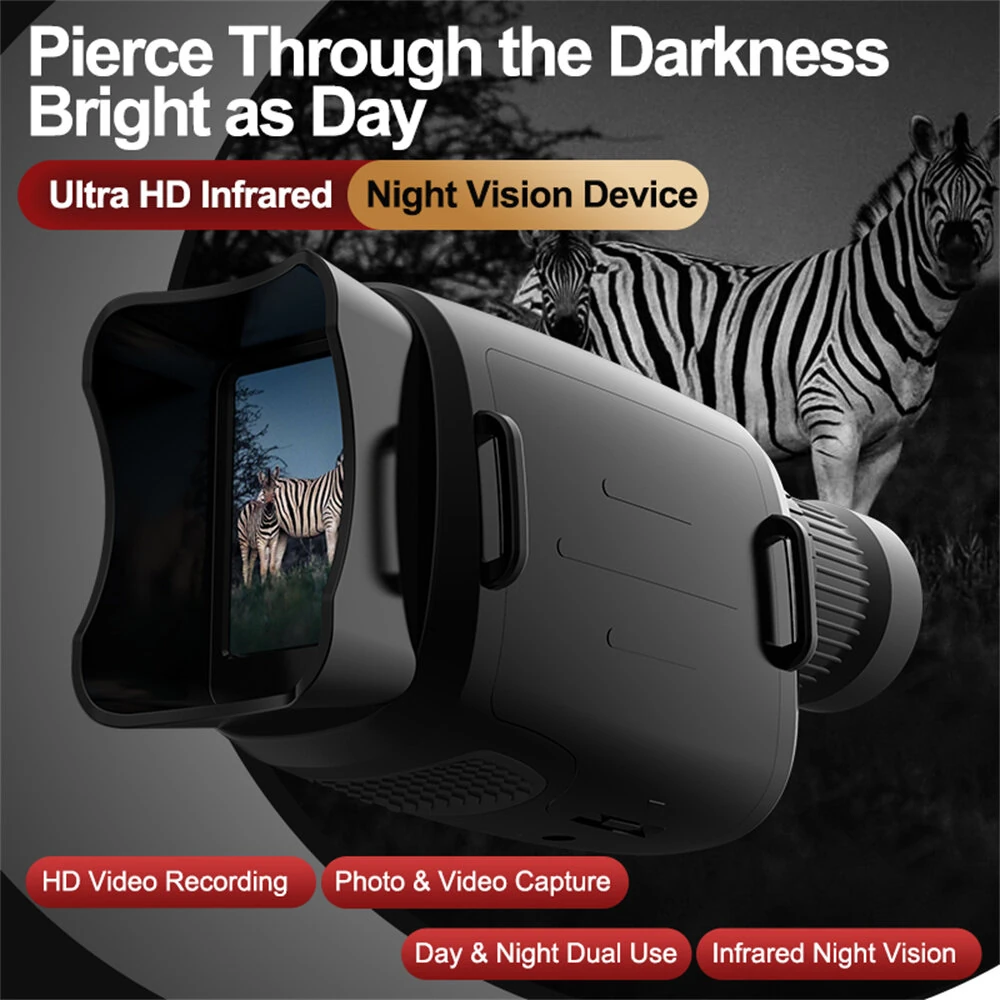 (image for) IPRee Monocular Night Vision Device 1080P HD Infrared Camera 16X Digital Light Zoom Telescope with 2 inch TFT Screen Support Photo and Video Recording